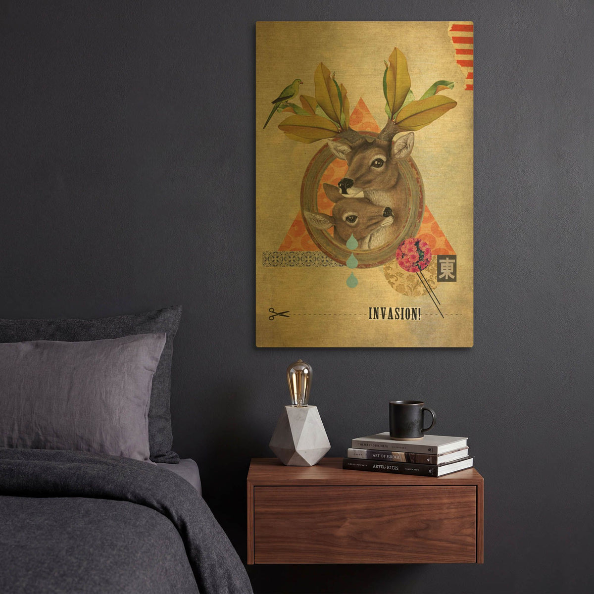 'Oh Deer' By Elo Marc Gold Metal Wall Art