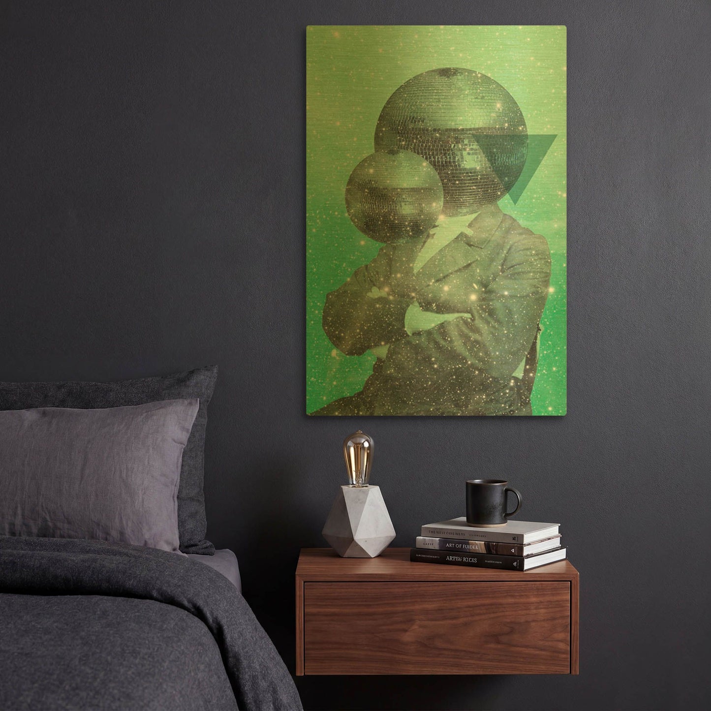 'Green Universe' By Elo Marc Gold Metal Wall Art
