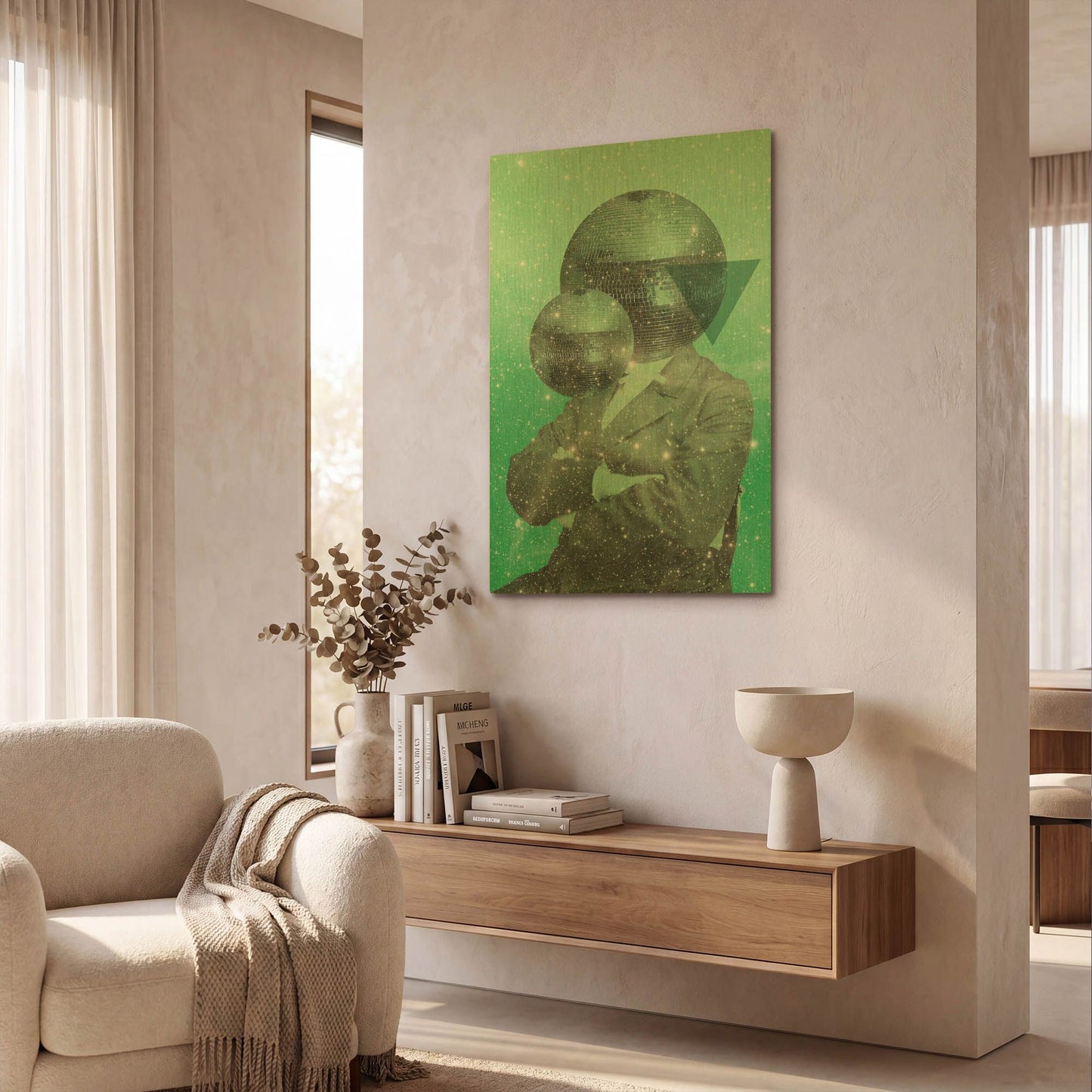 'Green Universe' By Elo Marc Gold Metal Wall Art