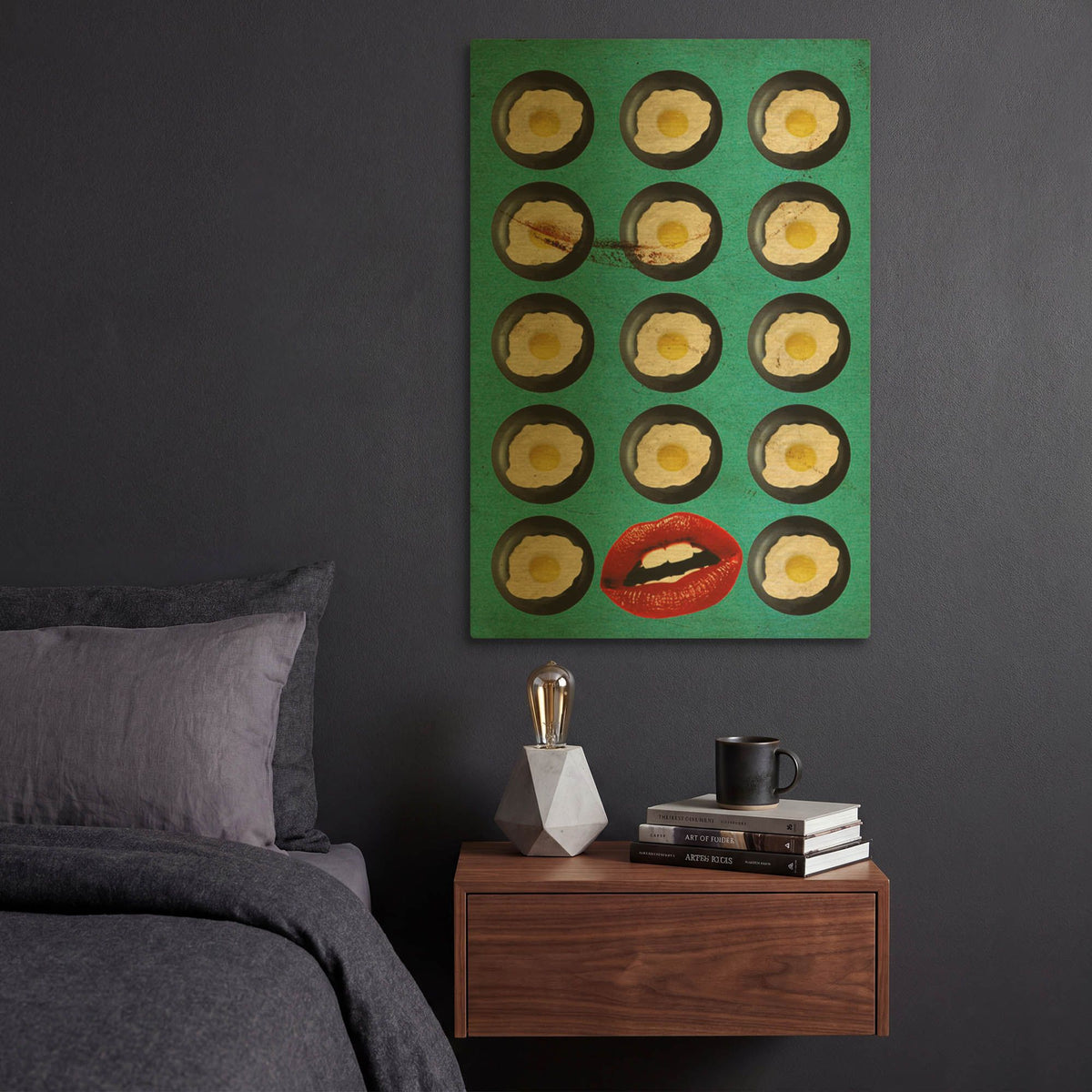 'One Egg A Day' By Elo Marc Gold Metal Wall Art