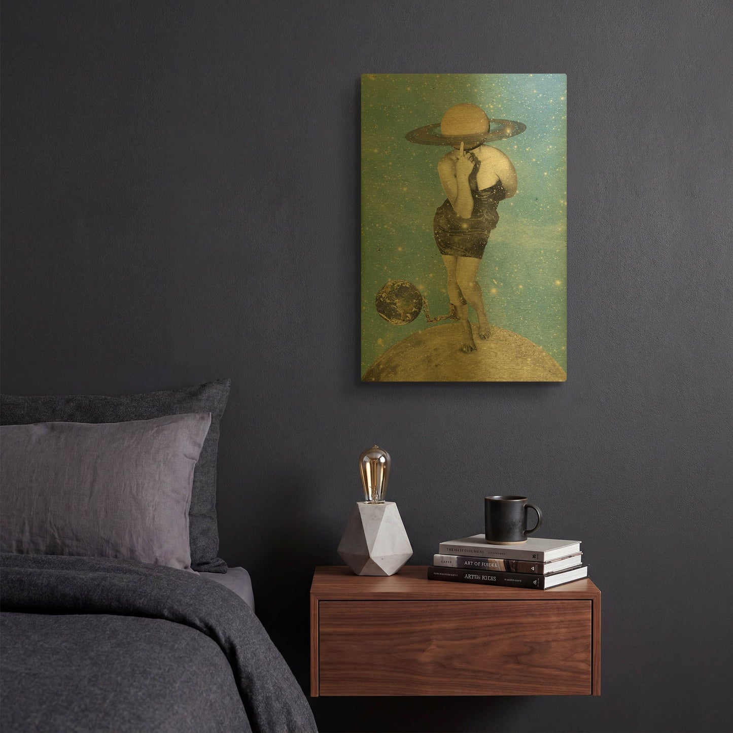 'Spacin' By Elo Marc Gold Metal Wall Art