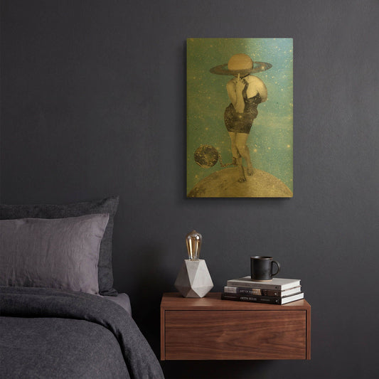 'Spacin' By Elo Marc Gold Metal Wall Art