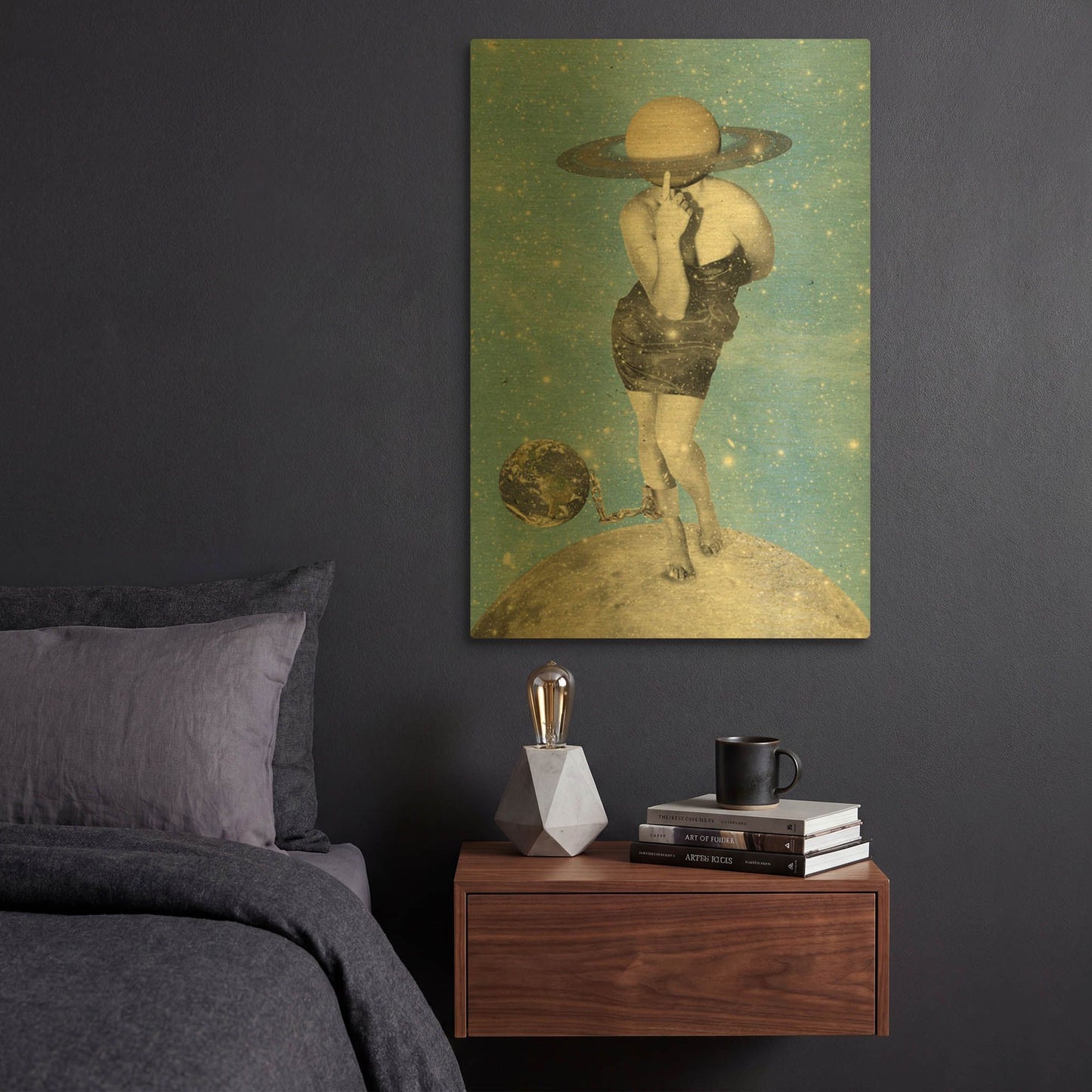 'Spacin' By Elo Marc Gold Metal Wall Art
