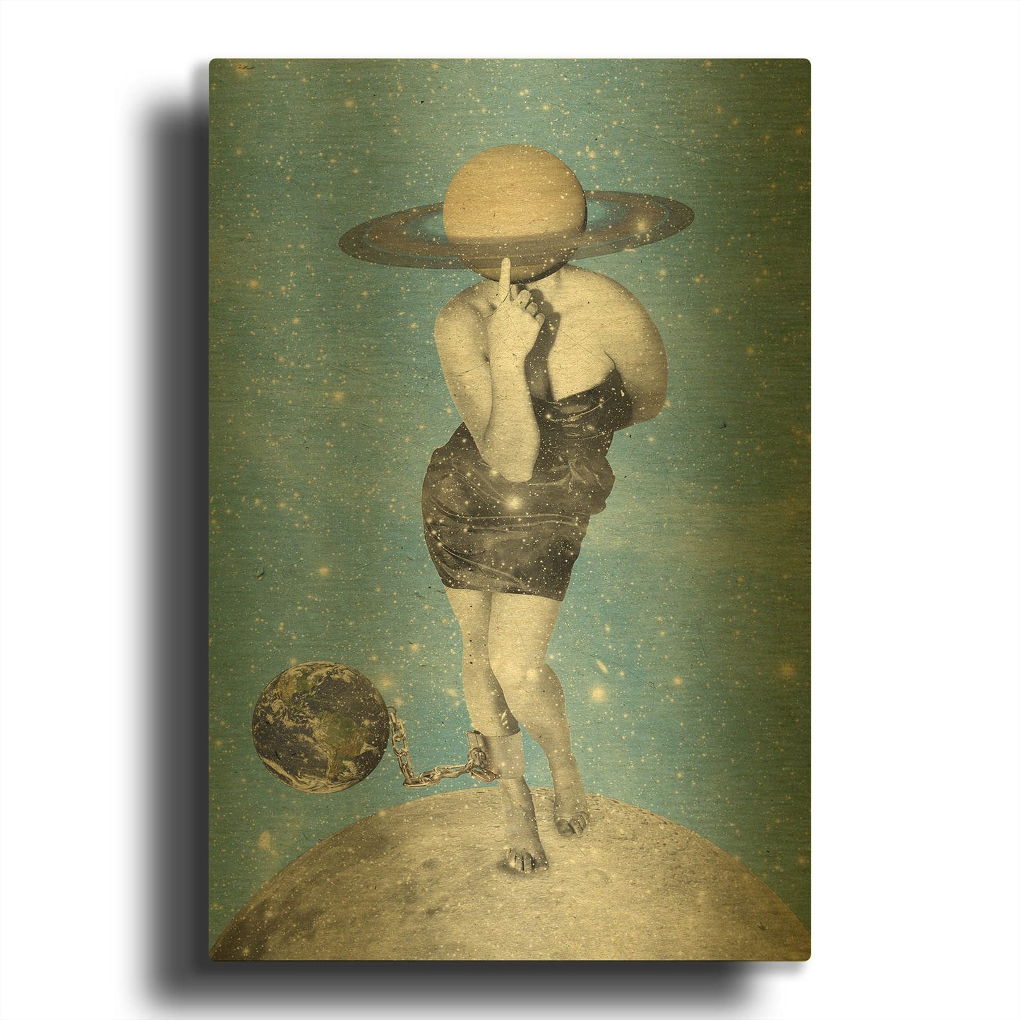 'Spacin' By Elo Marc Gold Metal Wall Art