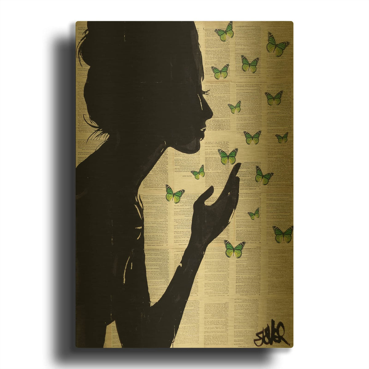'Simplicity Green' By Loui Jover Gold Metal Wall Art