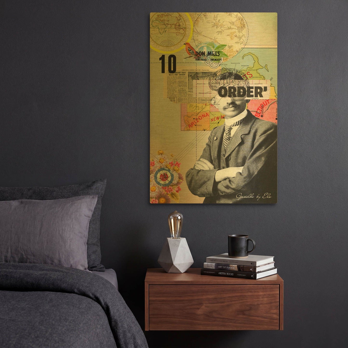 'Gandhi' By Elo Marc Gold Metal Wall Art