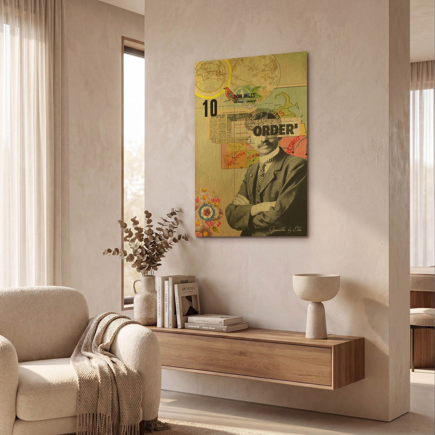 'Gandhi' By Elo Marc Gold Metal Wall Art