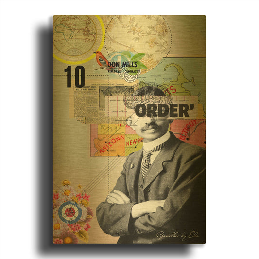 'Gandhi' By Elo Marc Gold Metal Wall Art