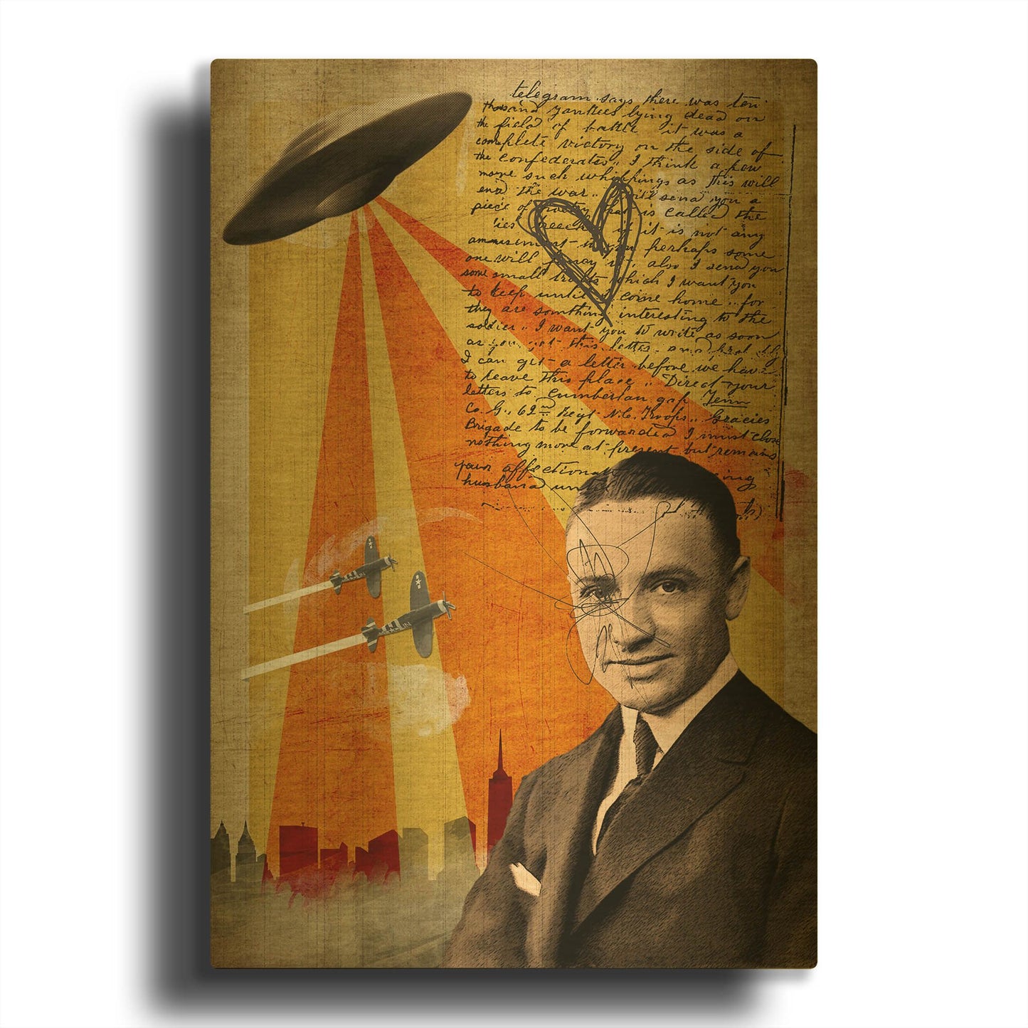 'Abducted' By Elo Marc Gold Metal Wall Art