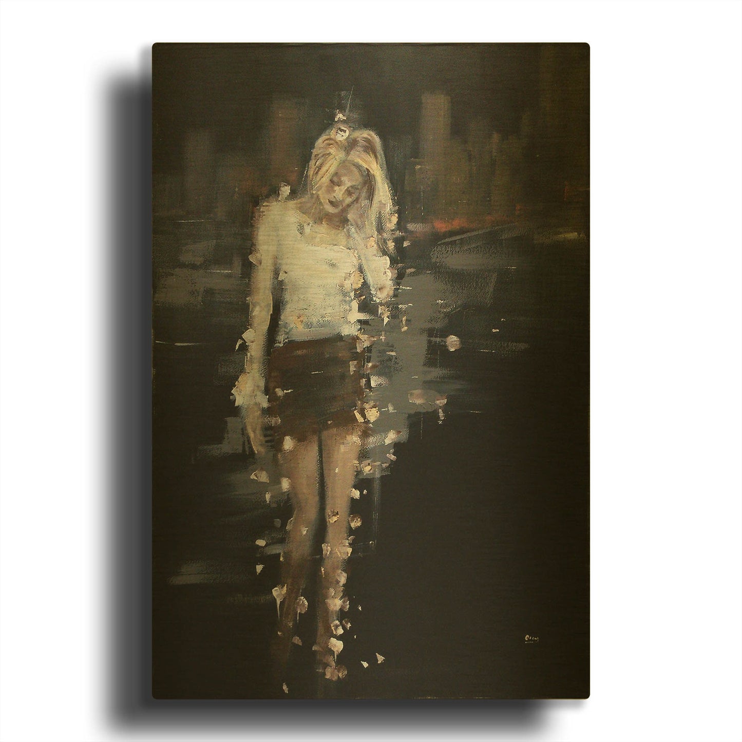 'After' By Oscar Alvarez Pardo Gold Metal Wall Art