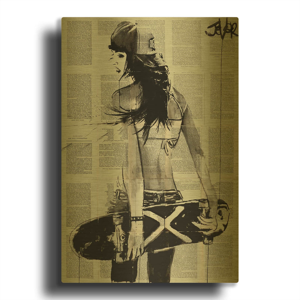 'Sk8Ter Gurl' By Loui Jover Gold Metal Wall Art