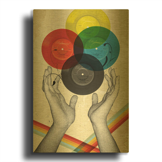 'CMYK The Creation Of Retro' By Elo Marc Gold Metal Wall Art
