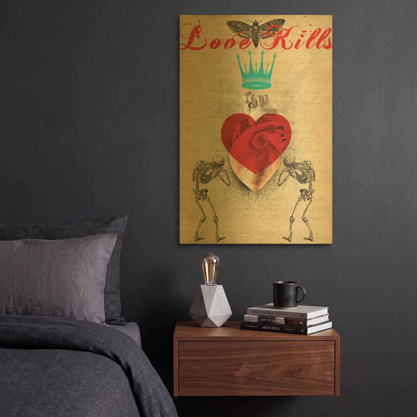 'Love Kills' By Elo Marc Gold Metal Wall Art