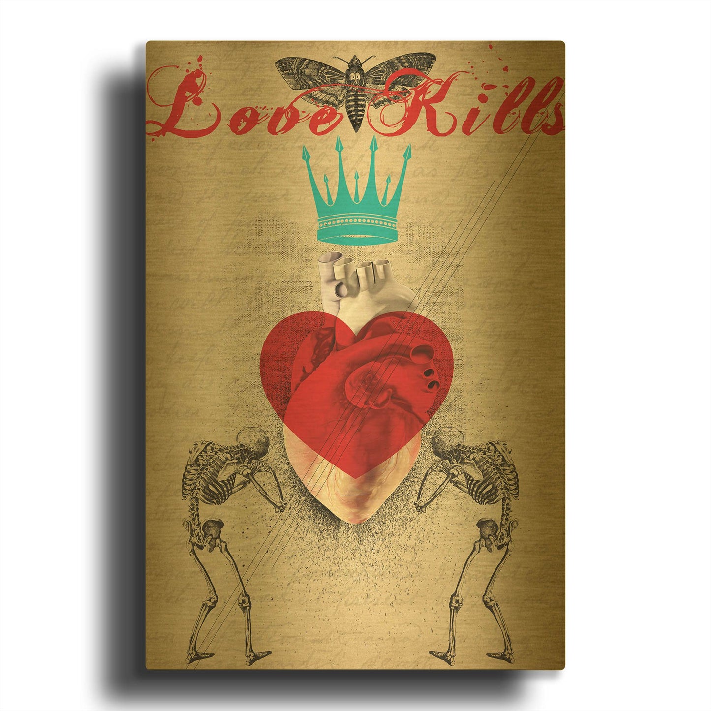 'Love Kills' By Elo Marc Gold Metal Wall Art