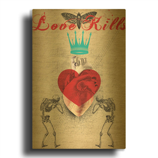 'Love Kills' By Elo Marc Gold Metal Wall Art