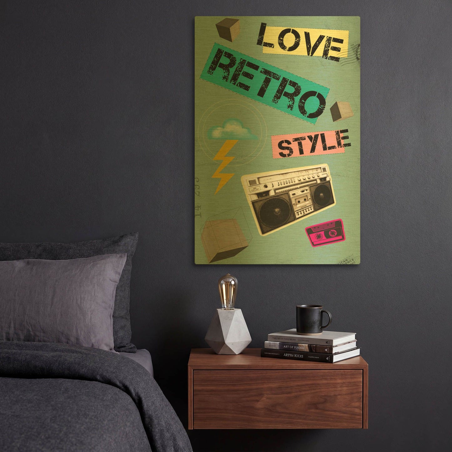 'Love Retro Style' By Elo Marc Gold Metal Wall Art