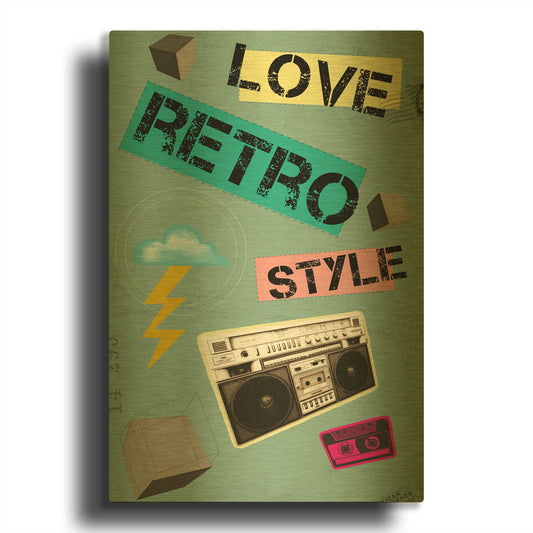'Love Retro Style' By Elo Marc Gold Metal Wall Art