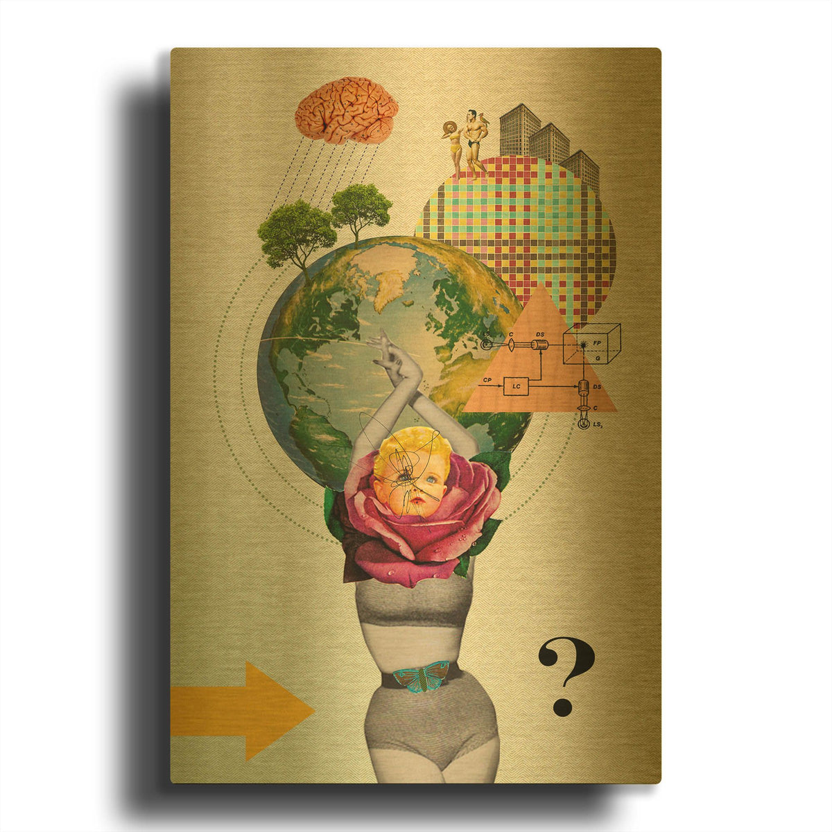 'Mother Nature' By Elo Marc Gold Metal Wall Art
