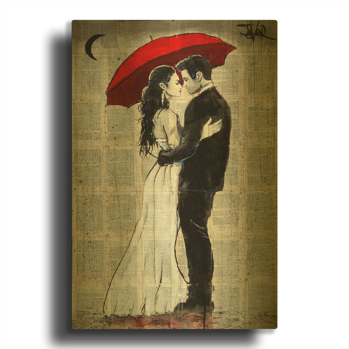 'Some Rainy Night' By Loui Jover Gold Metal Wall Art