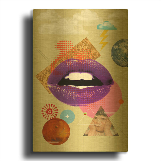 'Retro Kiss' By Elo Marc Gold Metal Wall Art