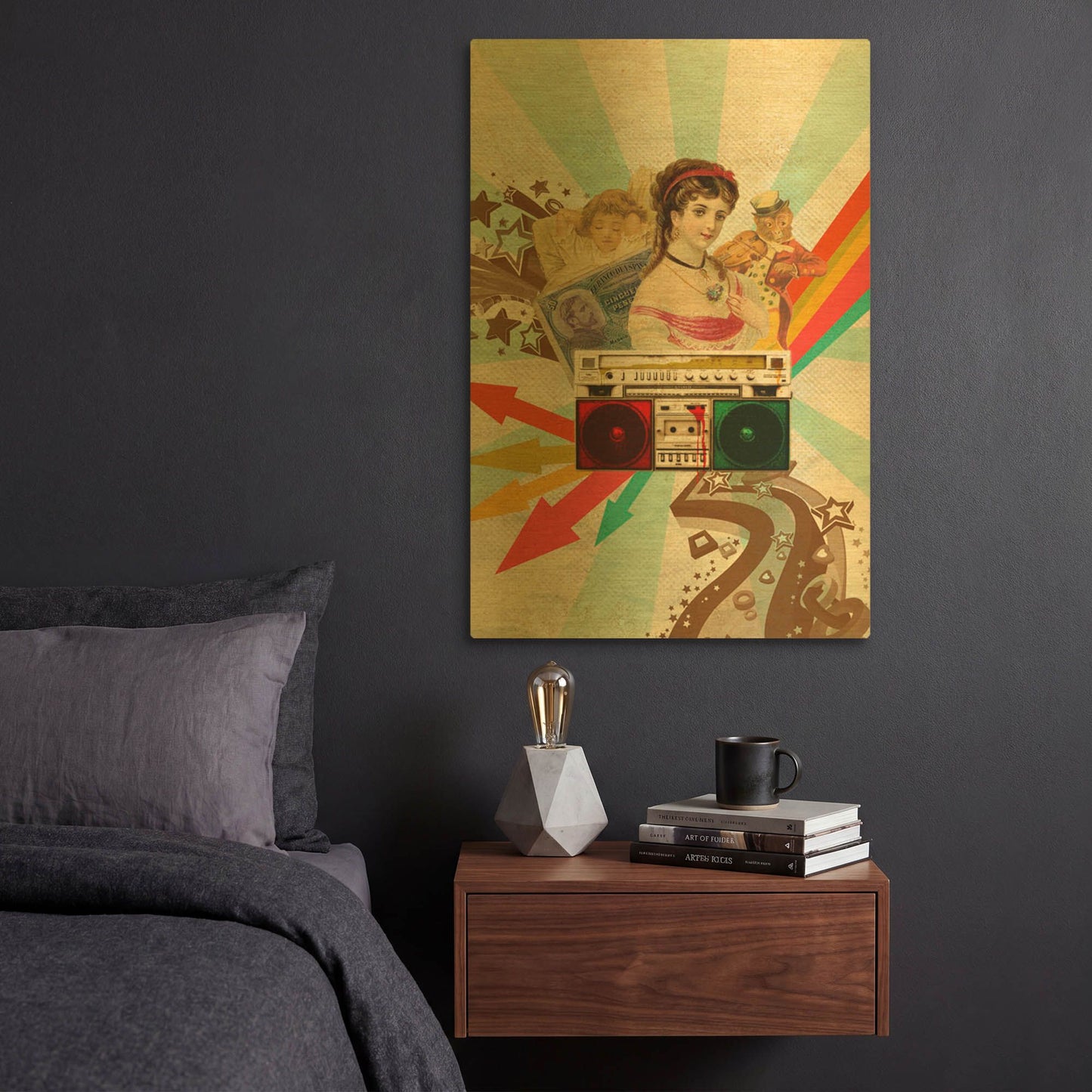 'Retro Radio' By Elo Marc Gold Metal Wall Art