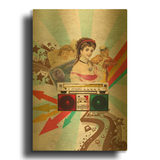 'Retro Radio' By Elo Marc Gold Metal Wall Art