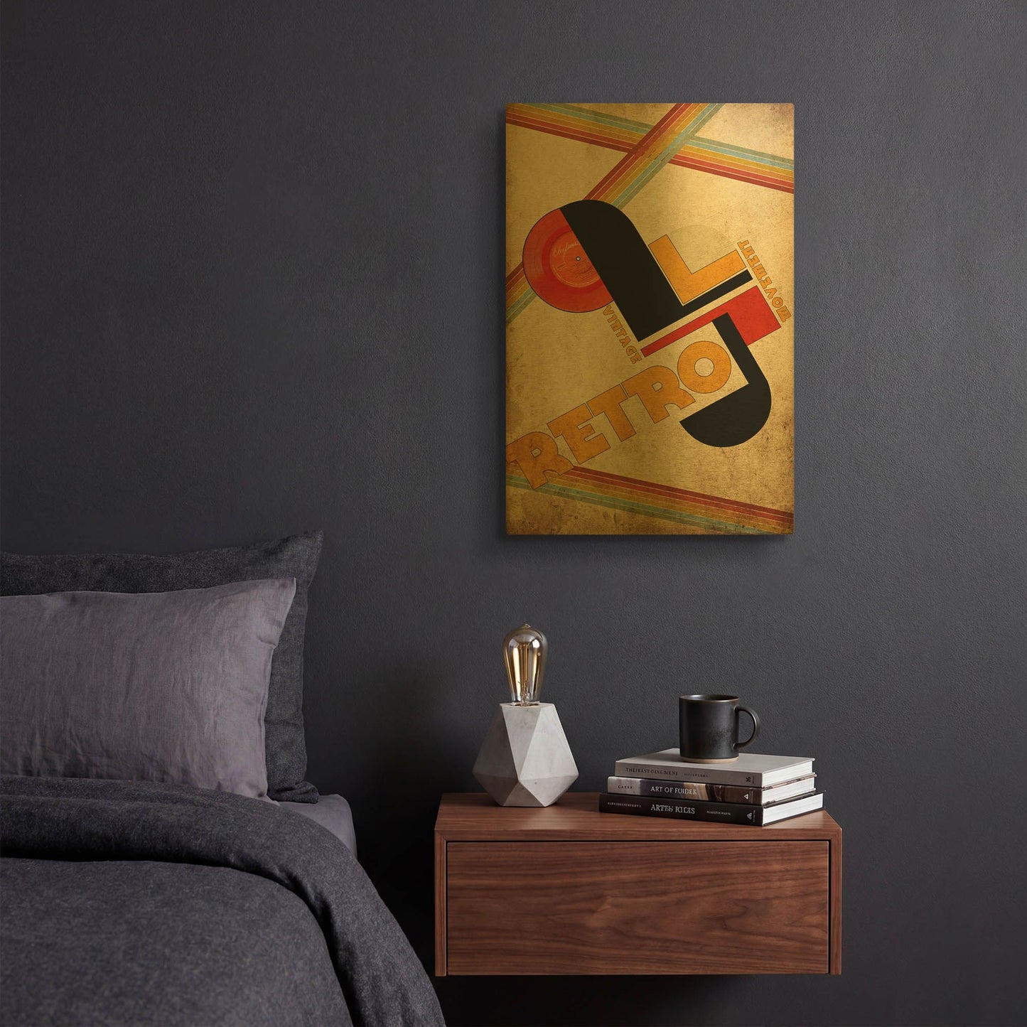 'Vintage Retro Movement' By Elo Marc Gold Metal Wall Art
