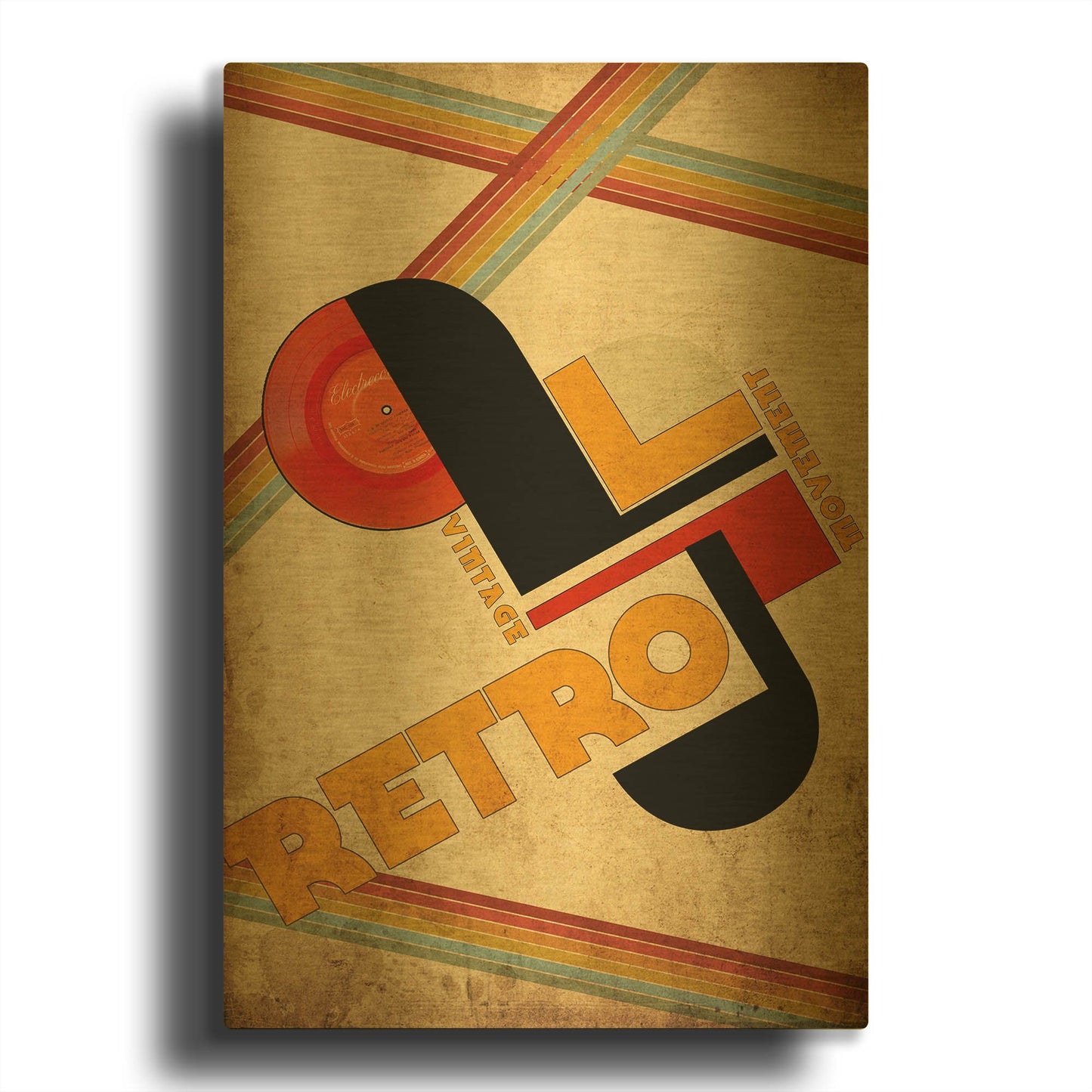 'Vintage Retro Movement' By Elo Marc Gold Metal Wall Art