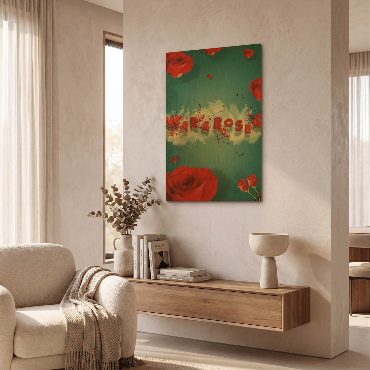 'War And Roses' By Elo Marc Gold Metal Wall Art