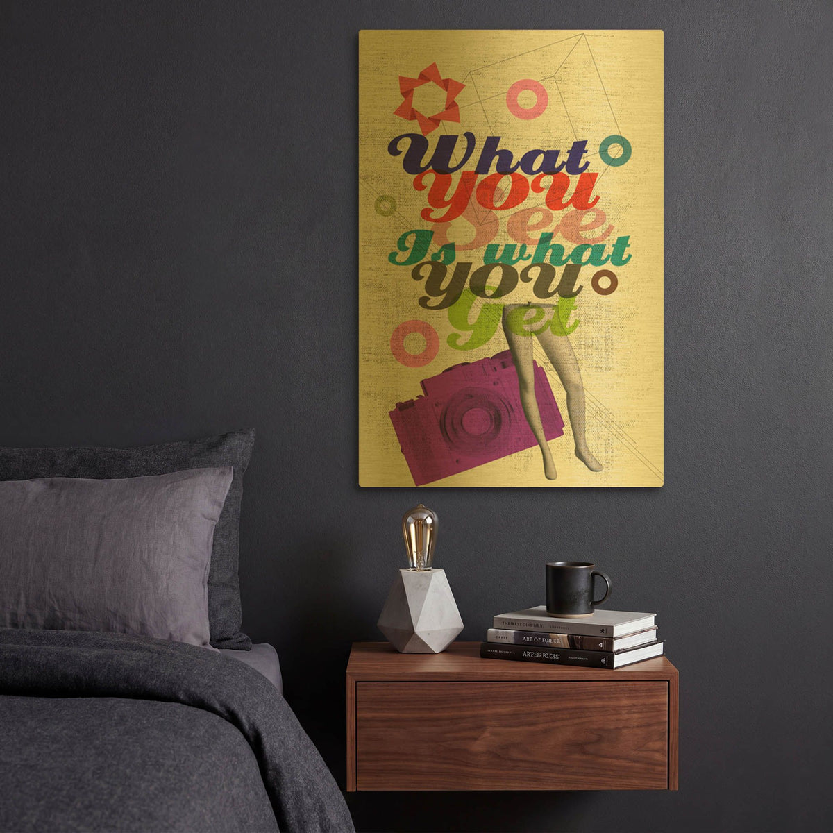 'What You See Is What You Get' By Elo Marc Gold Metal Wall Art