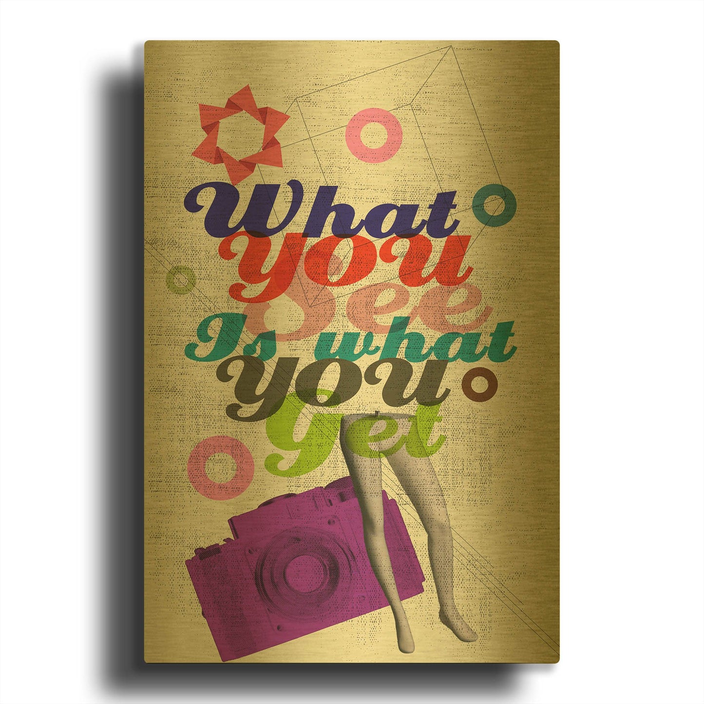 'What You See Is What You Get' By Elo Marc Gold Metal Wall Art