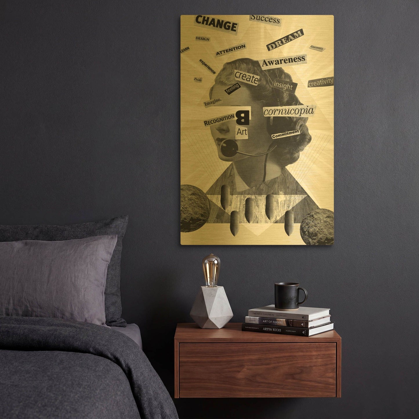 'Words Of Mass Destruction' By Elo Marc Gold Metal Wall Art