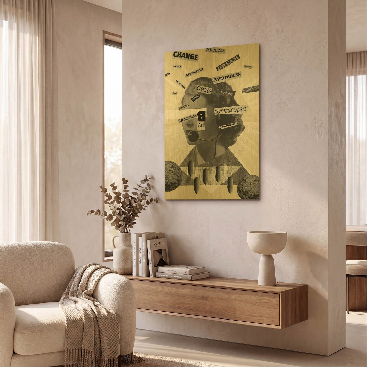 'Words Of Mass Destruction' By Elo Marc Gold Metal Wall Art