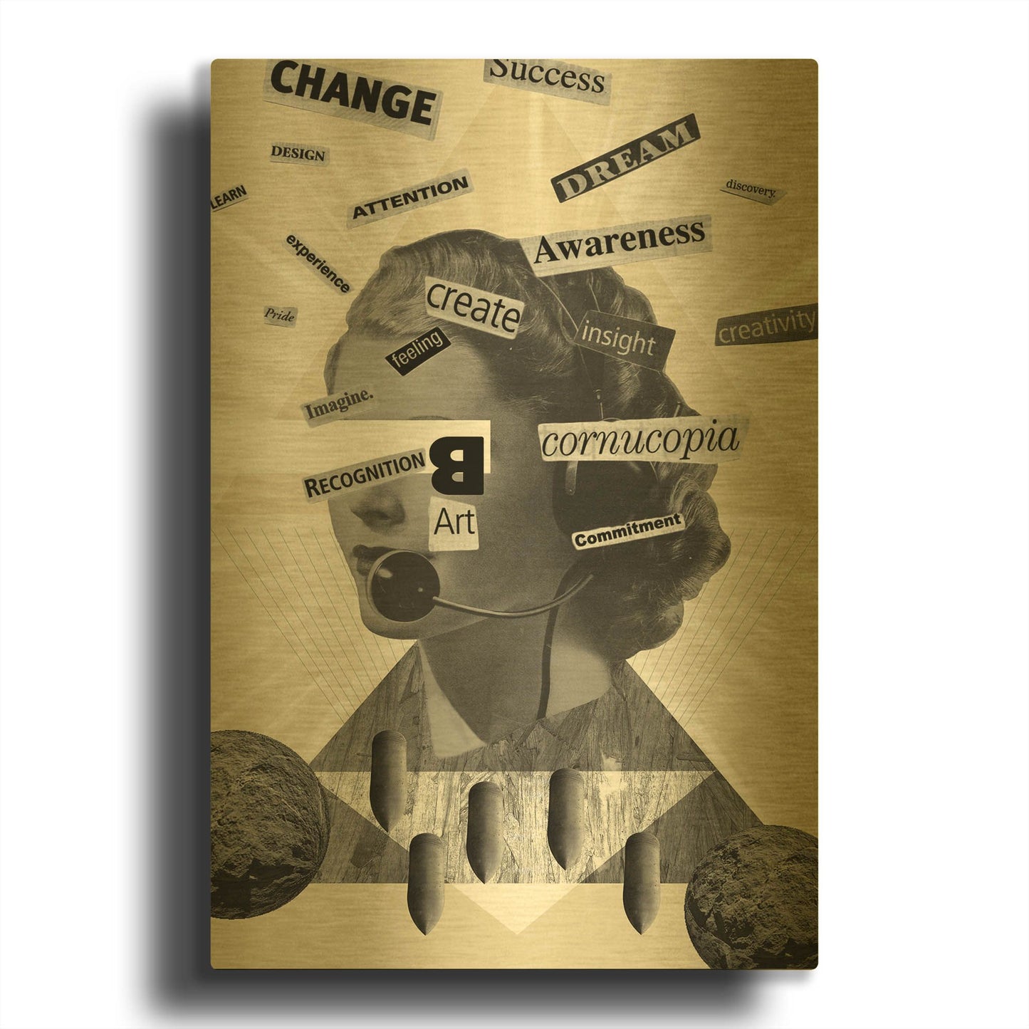 'Words Of Mass Destruction' By Elo Marc Gold Metal Wall Art