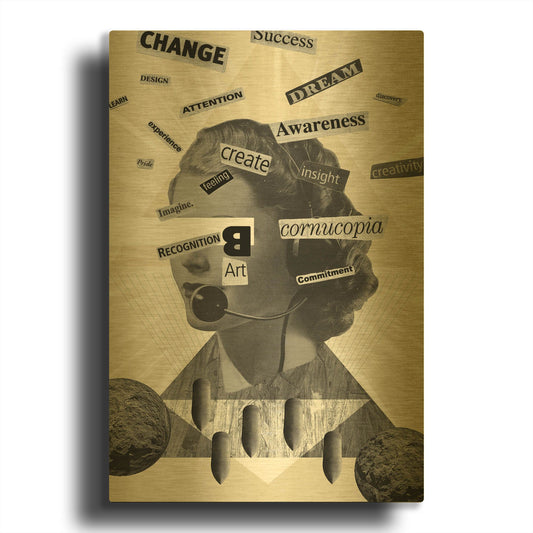 'Words Of Mass Destruction' By Elo Marc Gold Metal Wall Art