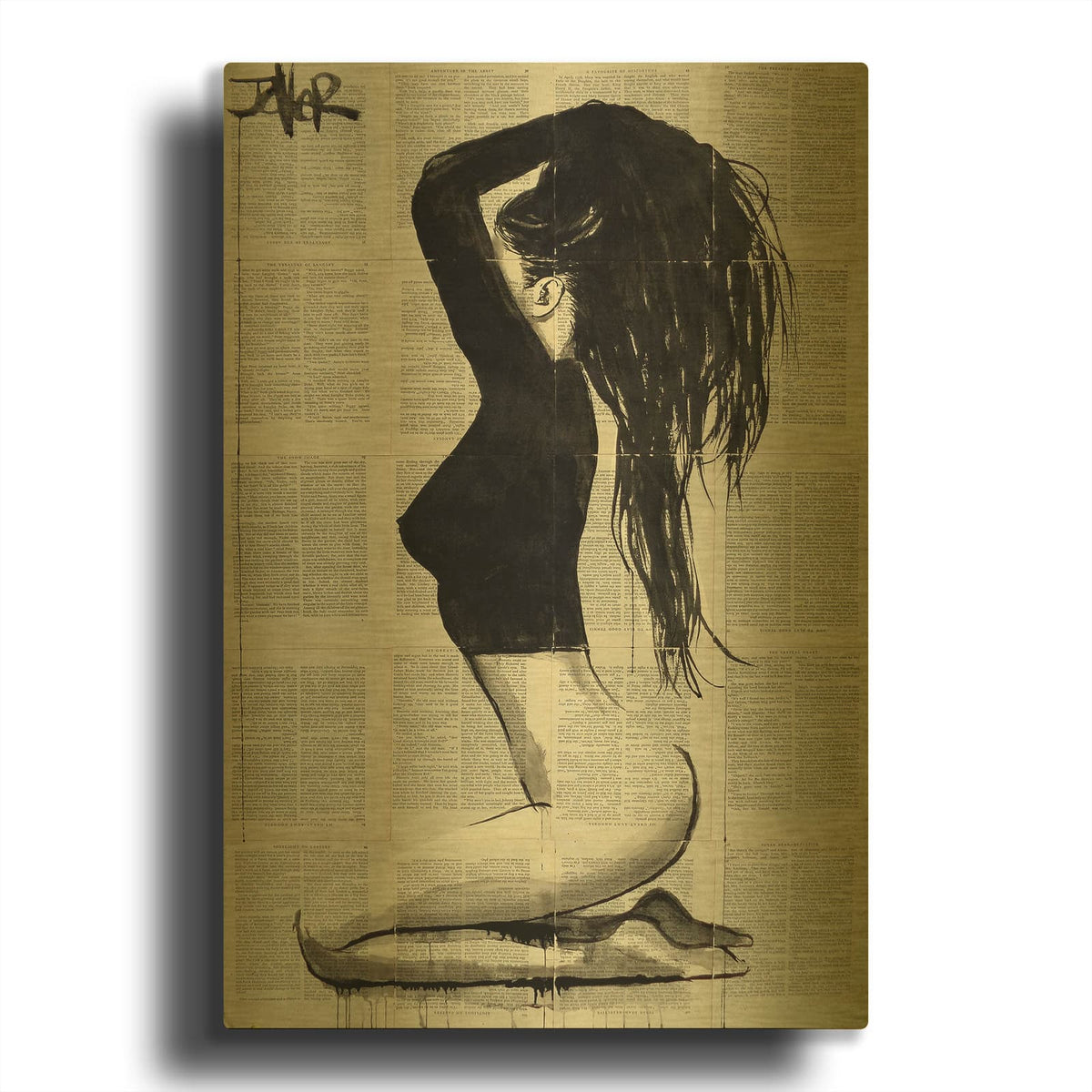 'The Black Top' By Loui Jover Gold Metal Wall Art