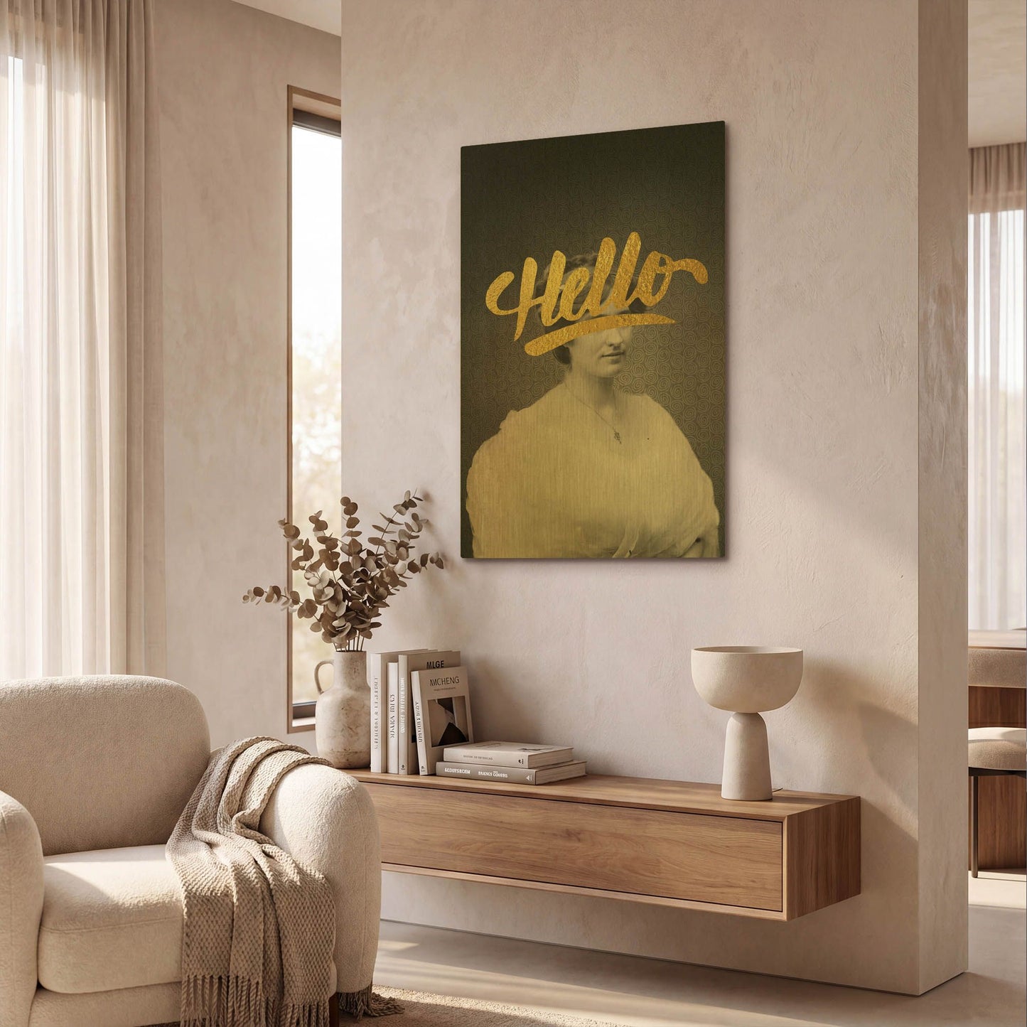 'Hello' By Elo Marc Gold Metal Wall Art