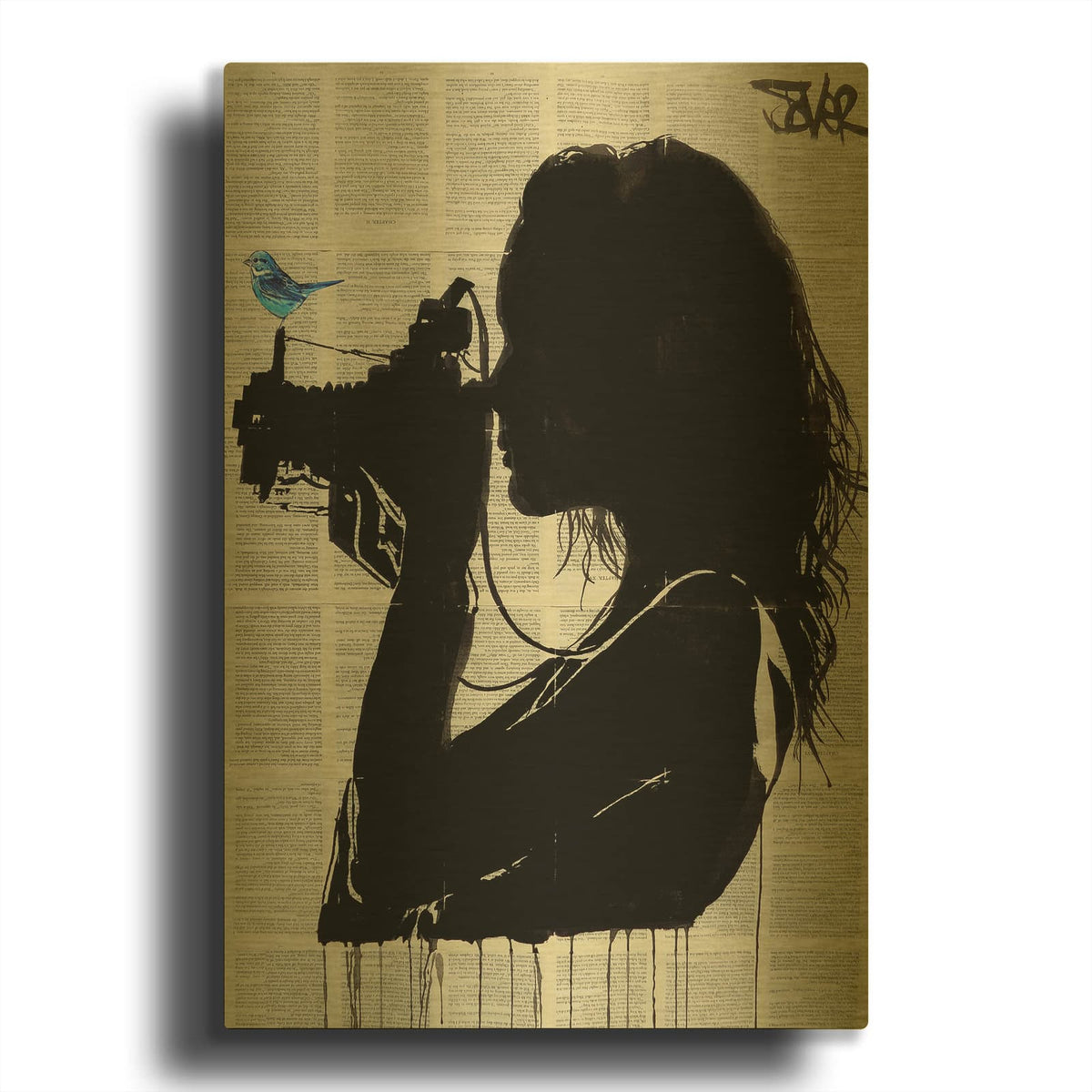 'The Vintage Shooter' By Loui Jover Gold Metal Wall Art