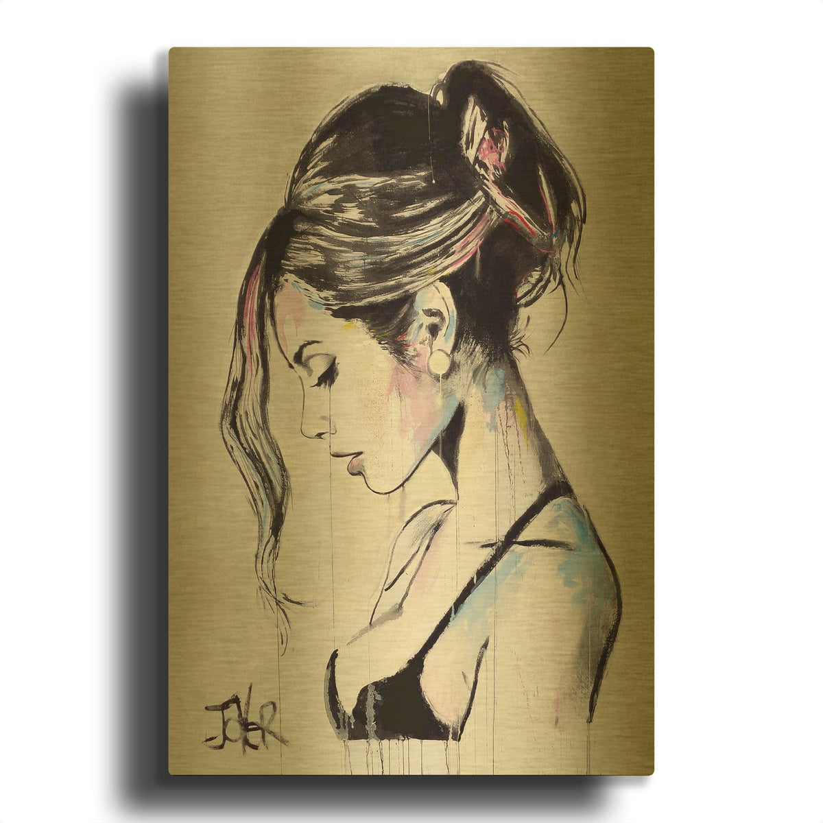 'Time Being' By Loui Jover Gold Metal Wall Art