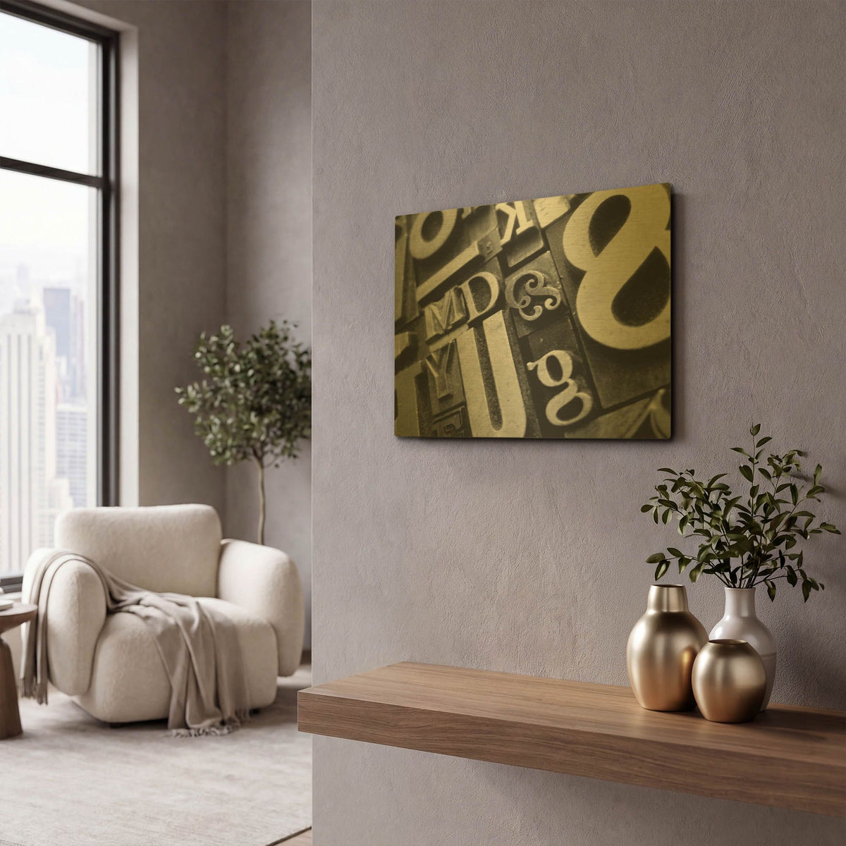 'Typography Photography 9' By Holli Conger Gold Metal Wall Art