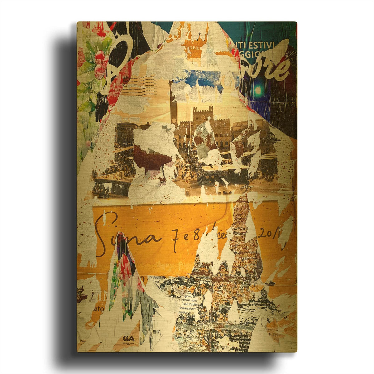 'Bus Poster Remnant Siena 1' By IMB Gold Metal Wall Art