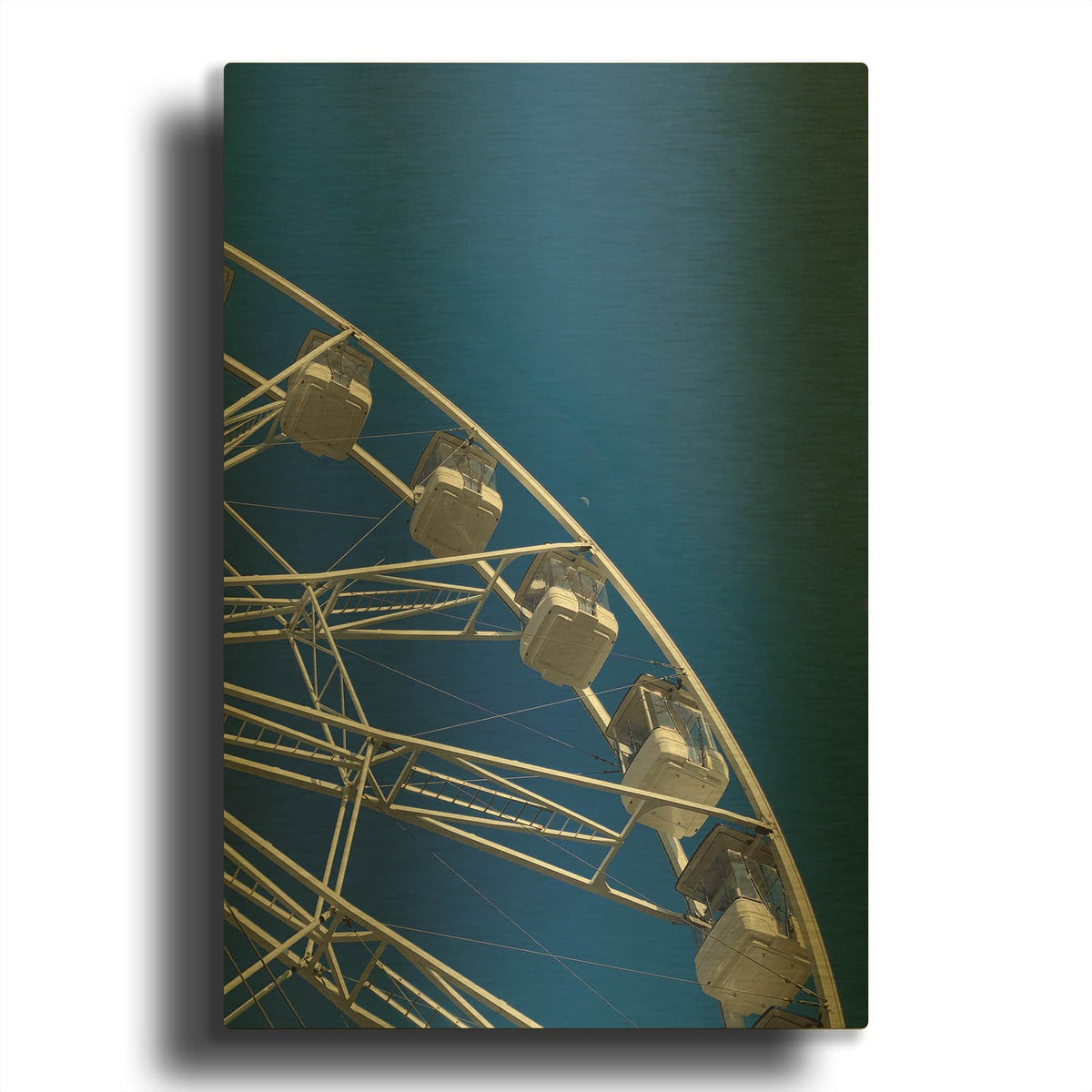 'Moon Shot Ferris Blue' By IMB Gold Metal Wall Art