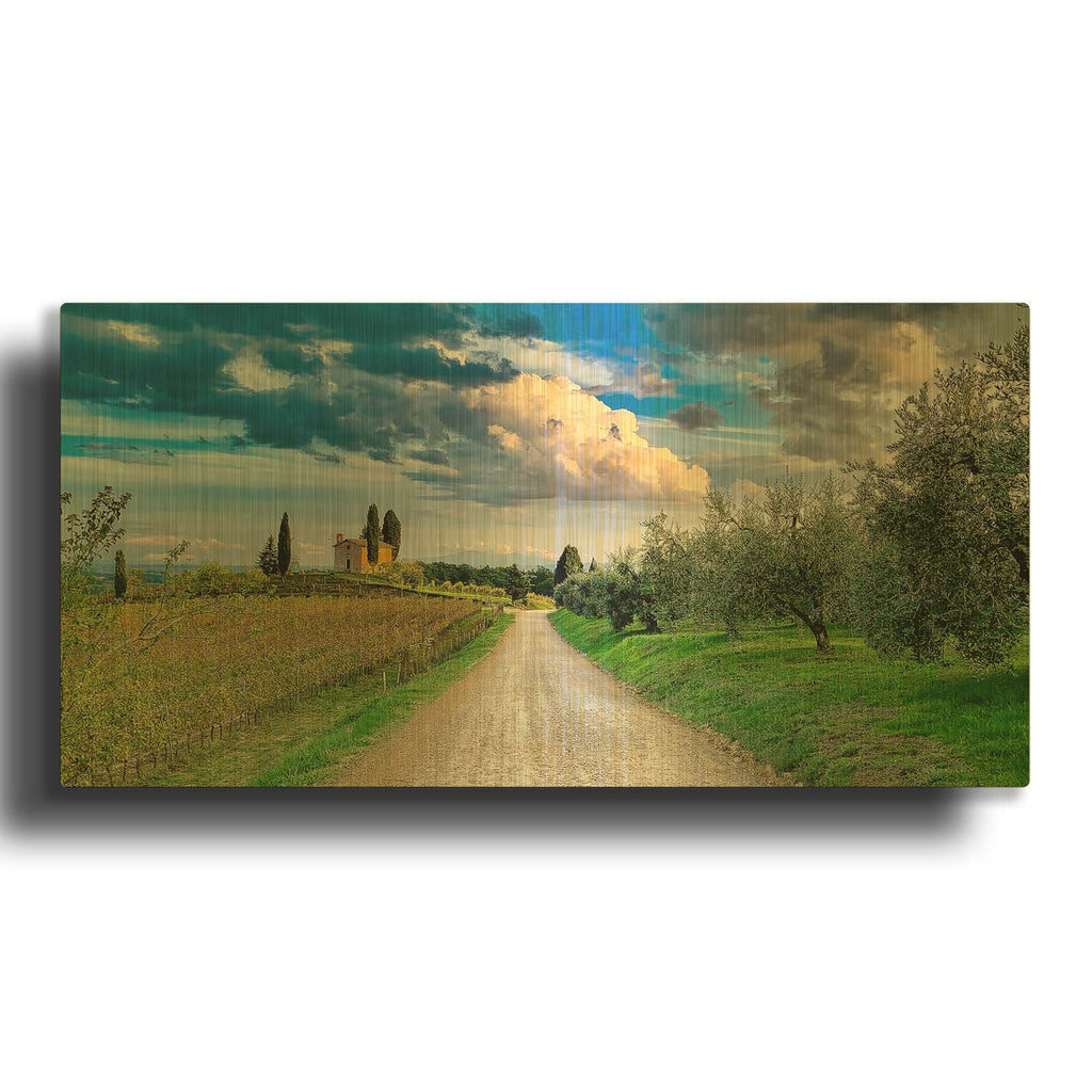 'Strada Bianca Chiesa' By IMB Gold Metal Wall Art