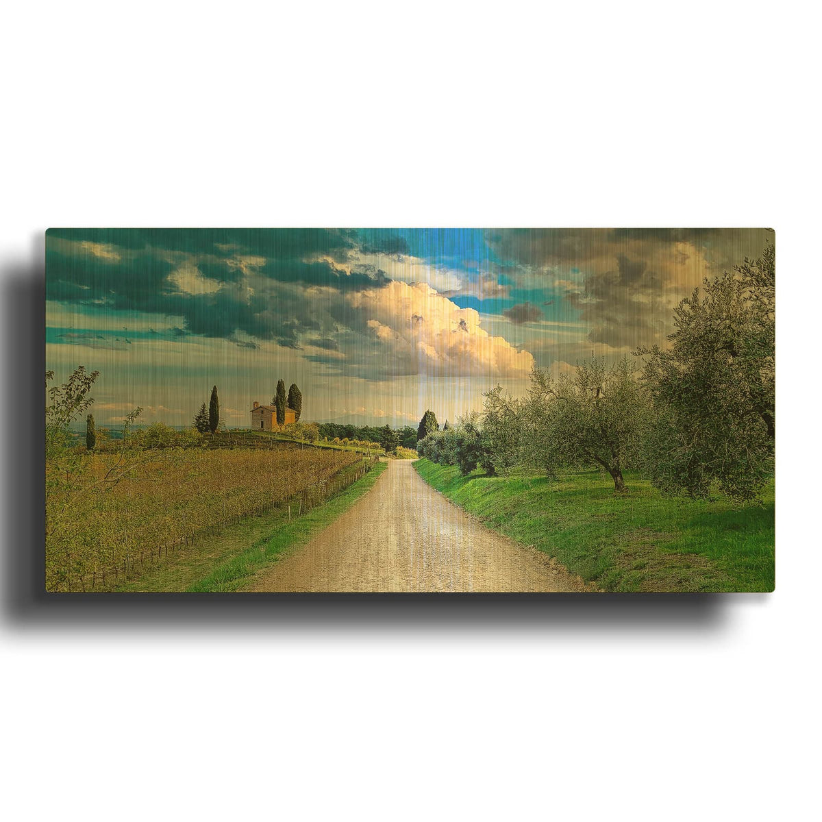 'Strada Bianca Chiesa' By IMB Gold Metal Wall Art