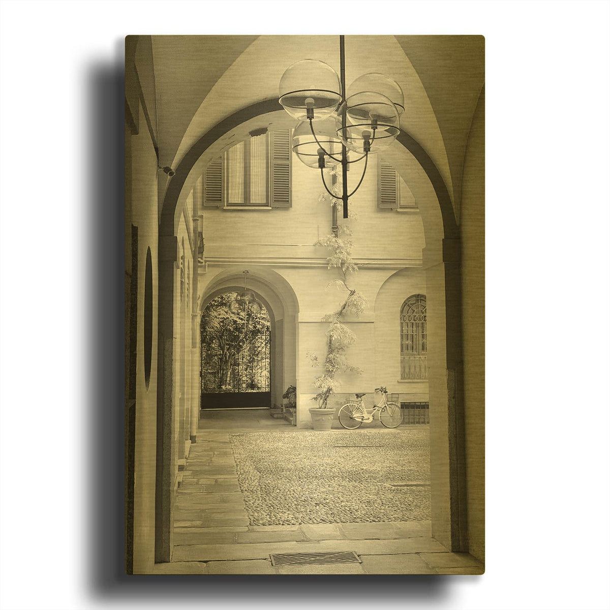 'Bikeyard' By IMB Gold Metal Wall Art