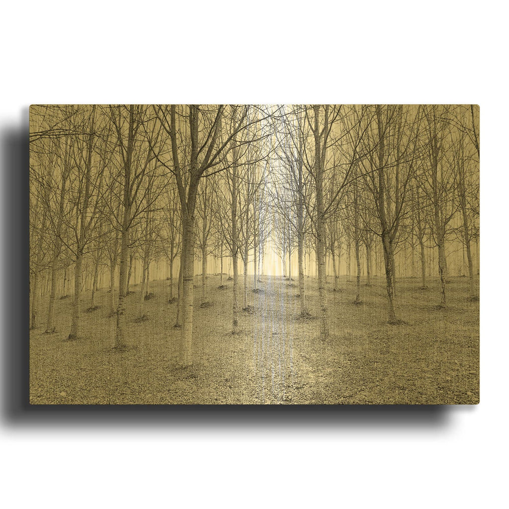 'Nature Reorganised' By IMB Gold Metal Wall Art