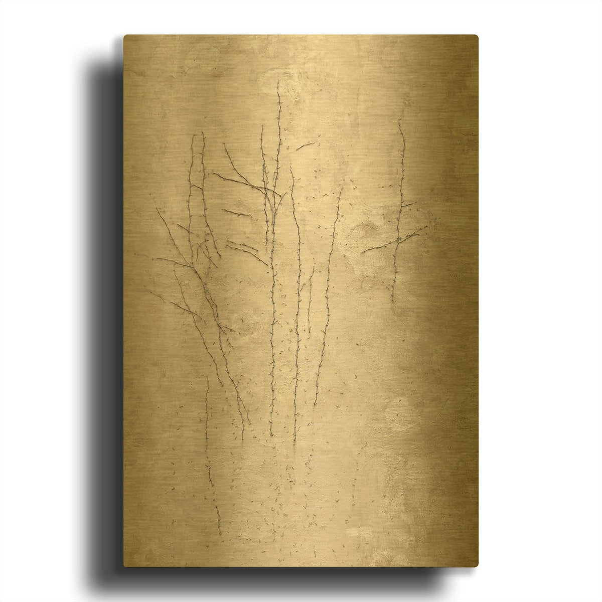 'Stucco Minus Vine 3' By IMB Gold Metal Wall Art