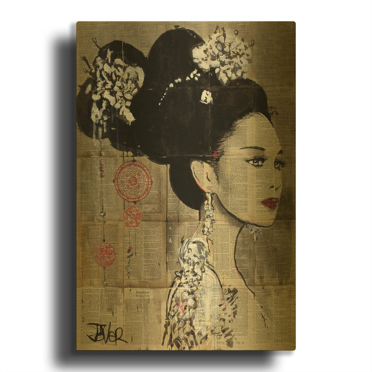 'Yu' By Loui Jover Gold Metal Wall Art