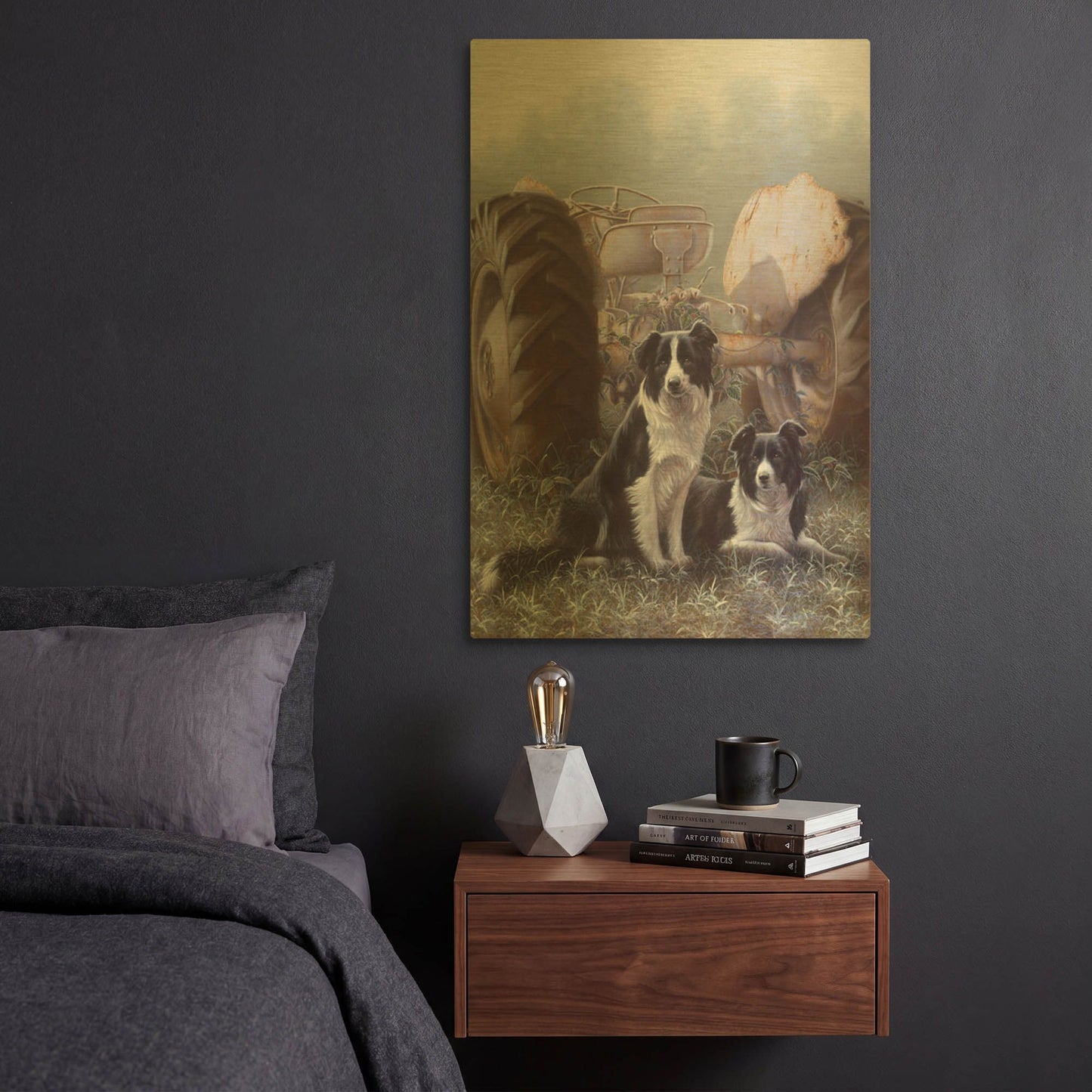 'Border Collies Heroes Of The Hills' By John Silver Gold Metal Wall Art
