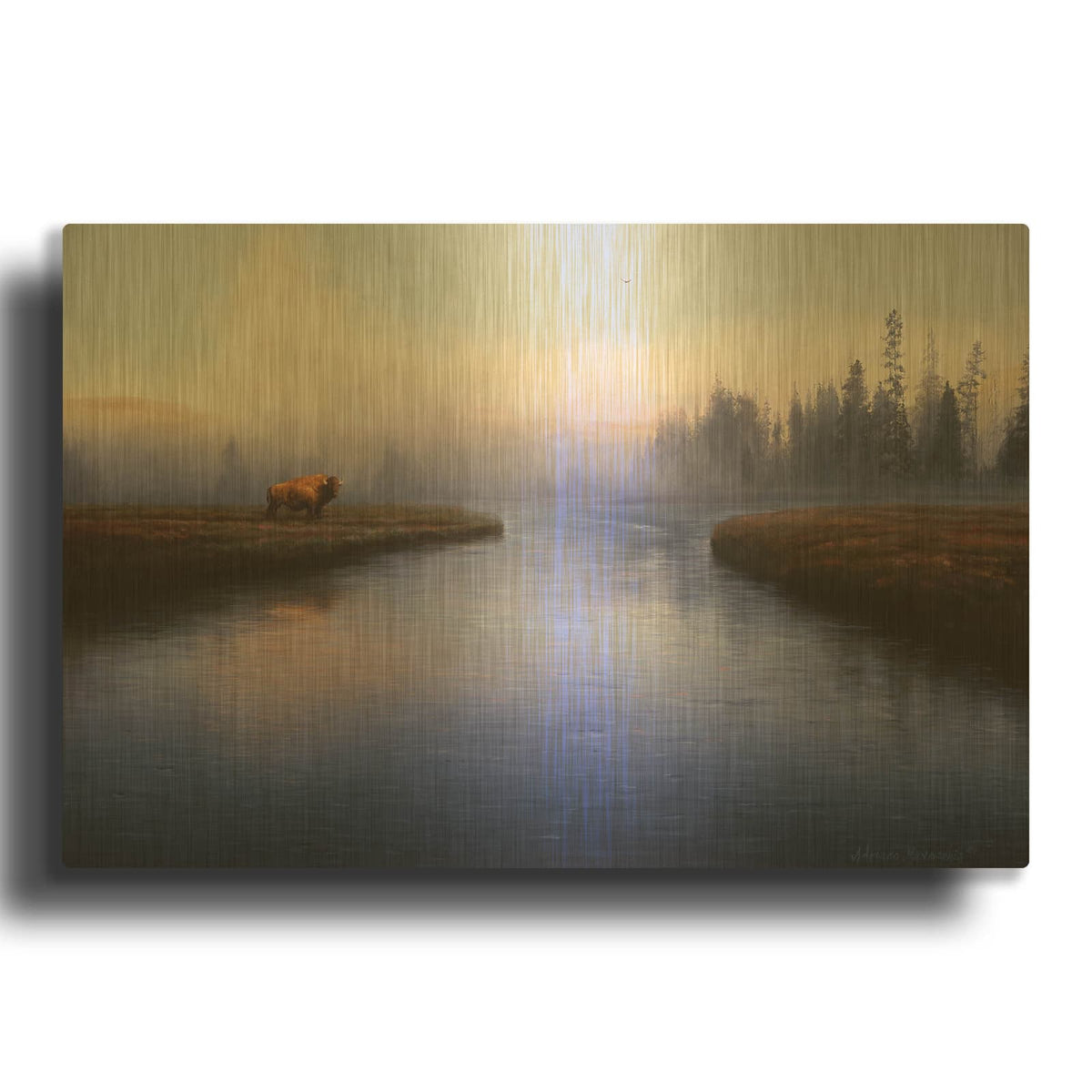 'The Mist' By Adriano Manocchia Gold Metal Wall Art